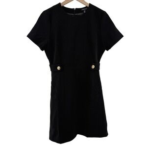 Karen Millen Compact Stretch Waist Tab Detail Tailored Mini Dress Black Size US6